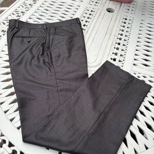 JF J. Ferrar Men’s 32x30 Slim Fit Dress Pants Glossy Brown Micro-Check Slacks